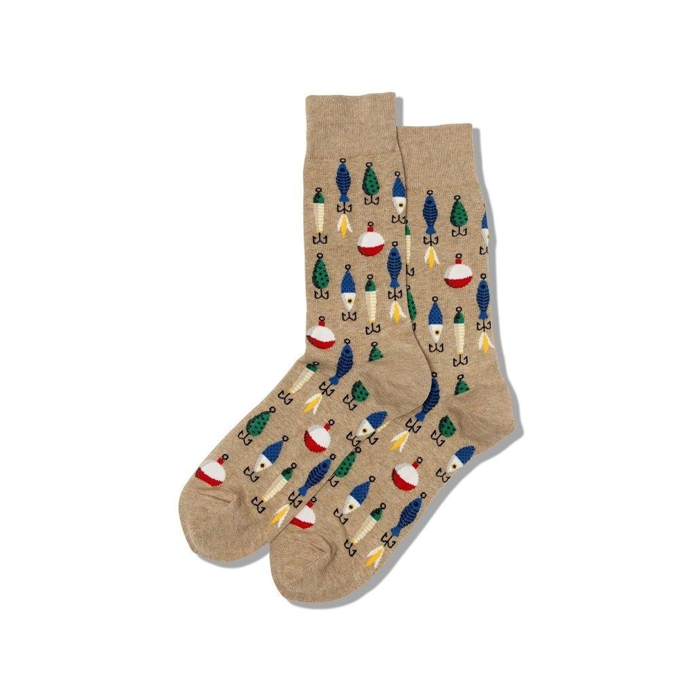 (3/$20) Fishing Lures Cotton Crew Socks by Hot Sox